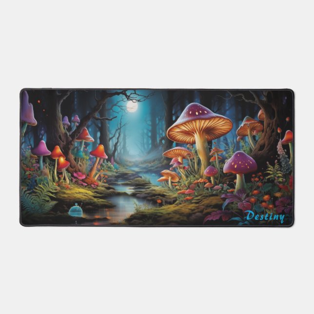Personalized Magic Mushroom Forest Desk Mat (Front)