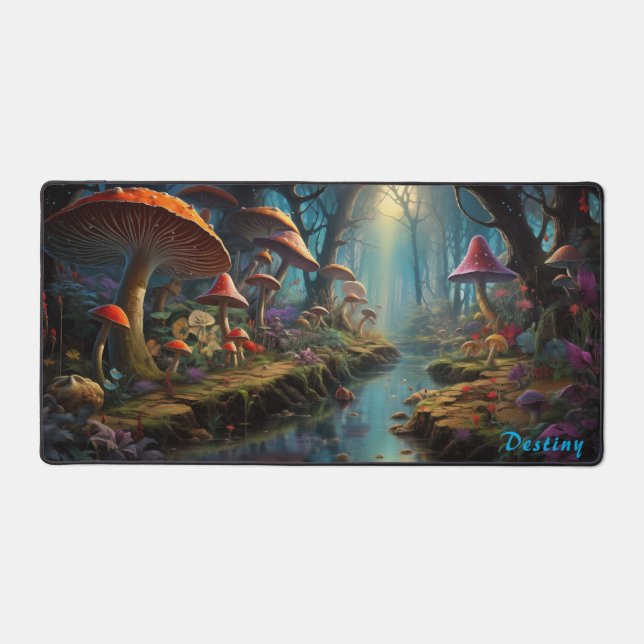 Personalized Magic Mushroom Forest Desk Mat (Front)