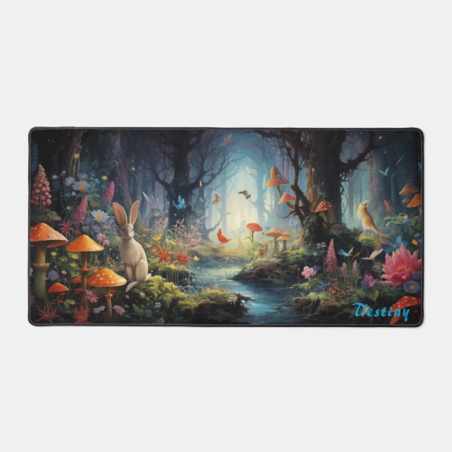 Personalized Magic Mushroom Forest Desk Mat (Front)