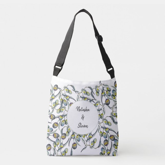 Personalized Magic Olive Watercolor Hand-painted Crossbody Bag (Front)