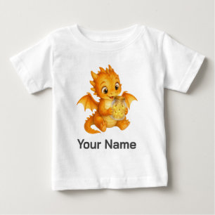 Personalized Magical Dragon Holding Fireflies Jar Baby T-Shirt