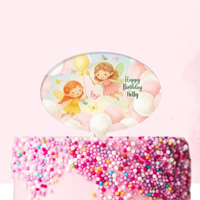 Personalized Magical Fairy Birthday Cake Topper  (Personalized Gorgeous Fairy Birthday Cake Topper)