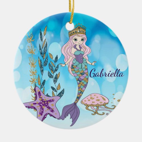 Personalized Magical Glitter Mermaid Ornament