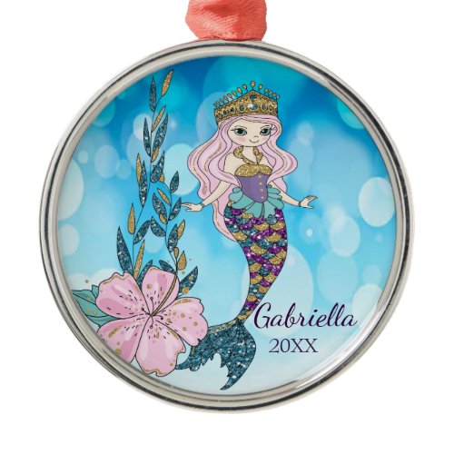 Personalized Magical Glitter Mermaid Ornament