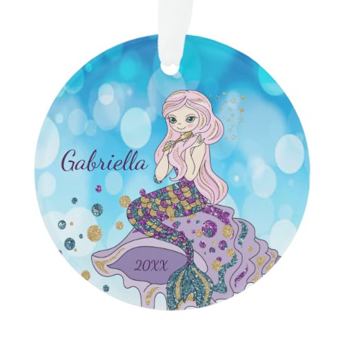 Personalized Magical Glitter Mermaid Ornament