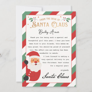Personalized Magical Letter from Santa Printable Invitation