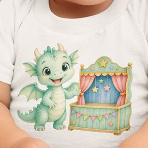 Personalized Magical Little Dragon Puppet Stage  Baby T-Shirt