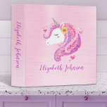 Personalized Magical Pink Glitter Unicorn Face  3 Ring Binder<br><div class="desc">A pretty,  magical unicorn face decorates this back to school homework binder. Add your name on the front,  back and the spine. Designed for you by Blackberry Boulevard.</div>