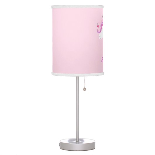 Personalized Magical Pink Glitter Unicorn Face  Table Lamp (Left)