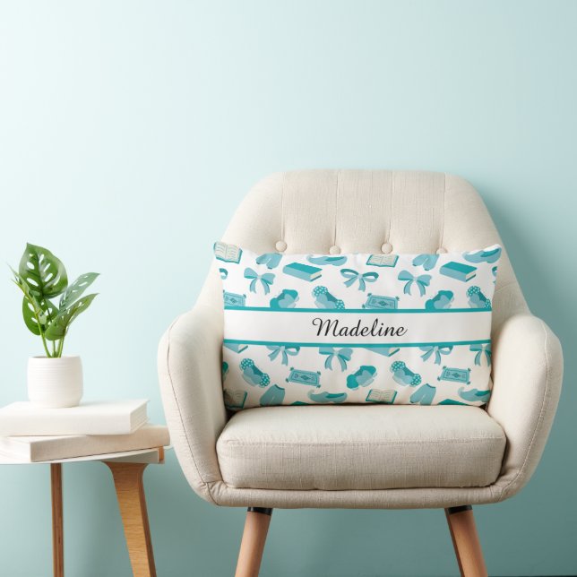 Personalized Magical Storybook Princess Teal Lumbar Pillow (Chair)