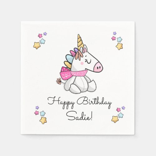 Personalized Magical Stuffed Unicorn Birthday Napkins