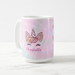 Personalized Magical Tie Dye Unicorn Coquette Bow Coffee Mug