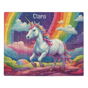 Personalized Magical Unicorn and Rainbow Jigsaw Puzzle