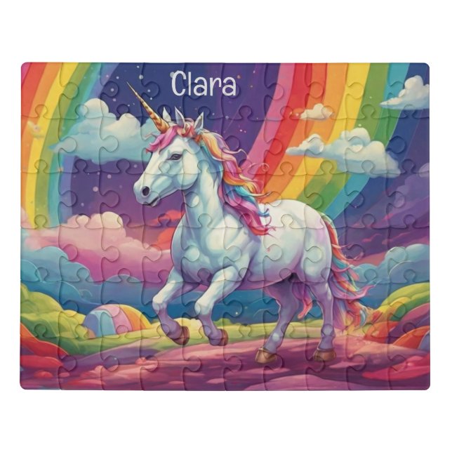 Personalized Magical Unicorn and Rainbow Jigsaw Puzzle (Puzzle Horizontal)