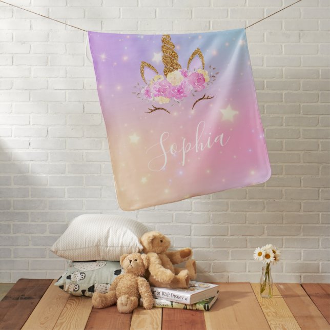 Personalized Magical Unicorn Baby Blanket Gift (In Situ)