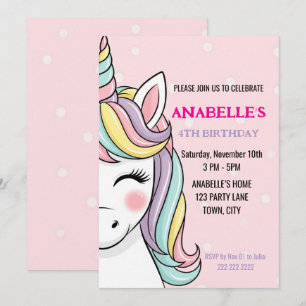 Personalized Magical Unicorn Birthday Invitation