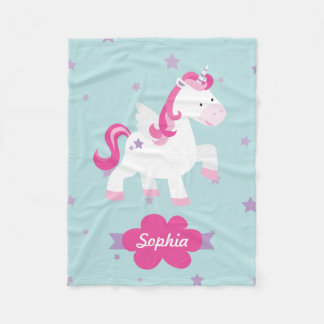 Personalized Magical Unicorn Fleece Blanket