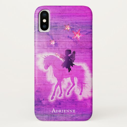 Personalized Magical Unicorn Silhouette Pink Blue iPhone X Case