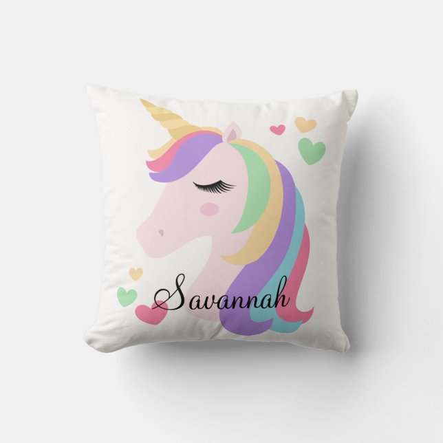 Personalized Magical Unicorn Throw Pillow (Front)