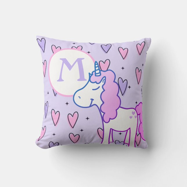 Personalized Magical Unicorn Throw Pillow (Front)