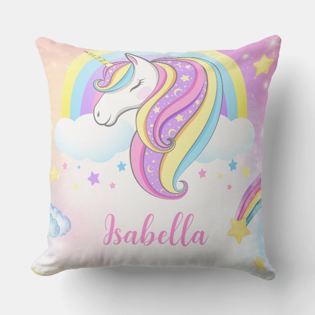 personalized Magical Unicorn Throw Pillow (Front)