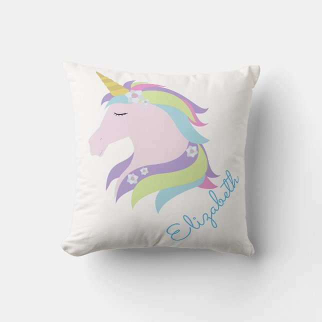 Personalized Magical Unicorn Throw Pillow (Front)