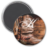 Personalized Magnet Cowboy Boots Barn Wood Rustic at Zazzle