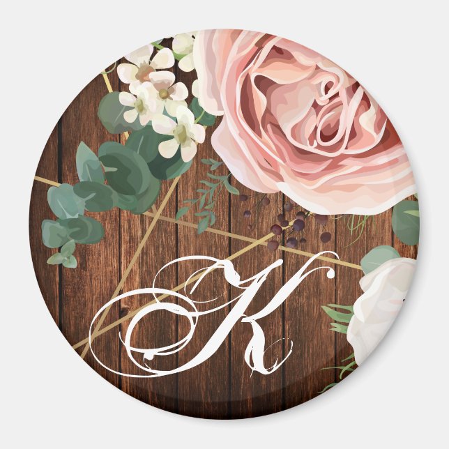 Personalized Magnet Geometric Garden Rose Barn Woo (Front)