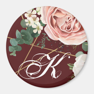 Personalized Magnet Geometric Garden Rose Wine
