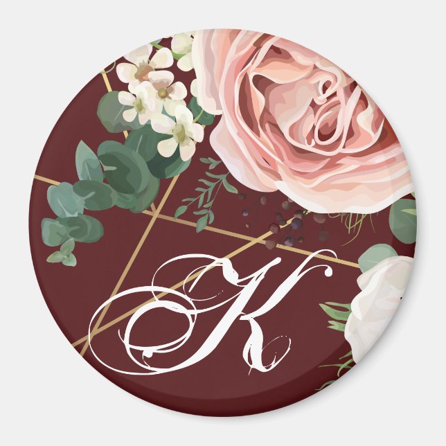 Personalized Magnet Geometric Garden Rose Wine (Front)