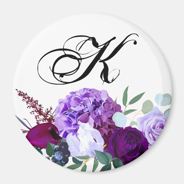 Personalized Magnet Lavender Hibiscus on White (Front)