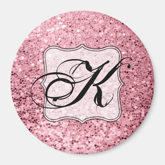 Personalized Magnet Rose Gold Glitter (Front)