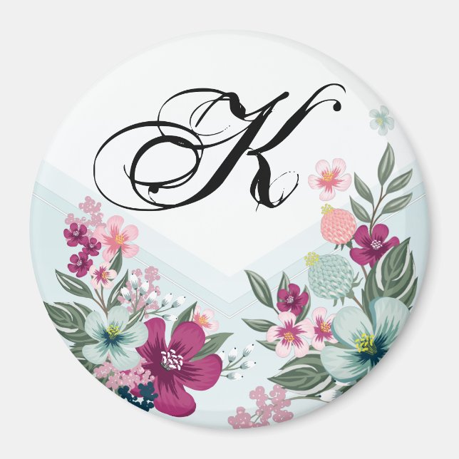 Personalized Magnet Tropical Flower on Blue Ombre (Front)