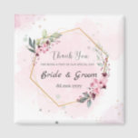 Personalized Magnet Wedding Favors for Guest<br><div class="desc">Personalized Magnet Wedding Favors for Guest with 2 option available round and square
Design with pink floral theme that could be personalized with adding name of bride and groom and also add the date</div>