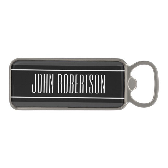 Personalized magnetic bottle opener with stripes (Front)