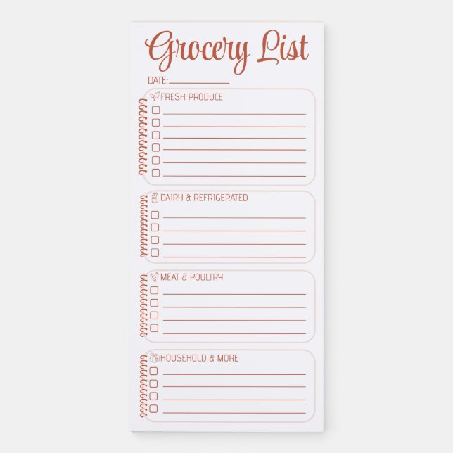 Personalized Magnetic Grocery List Kitchen Notepad (Front)