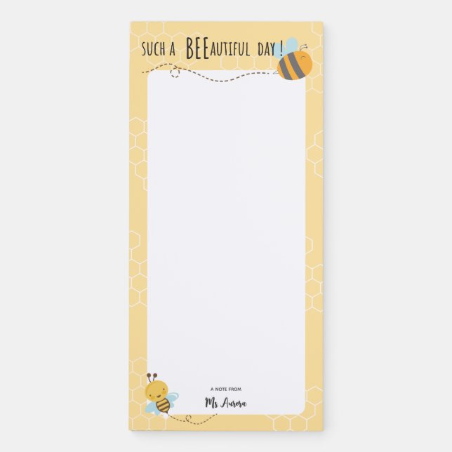 Personalized Magnetic Notepad - Bee #3 (Front)