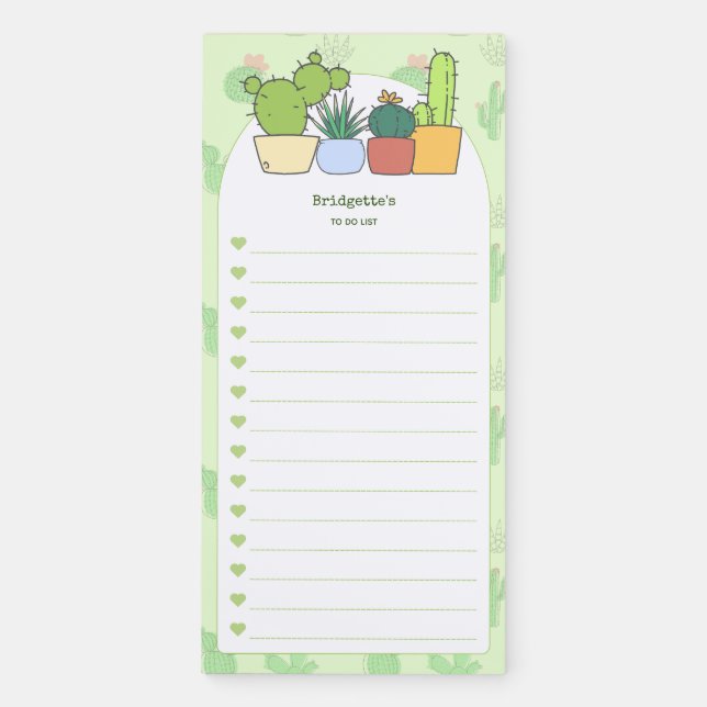 Personalized Magnetic Notepad - Cactus #1 (Front)