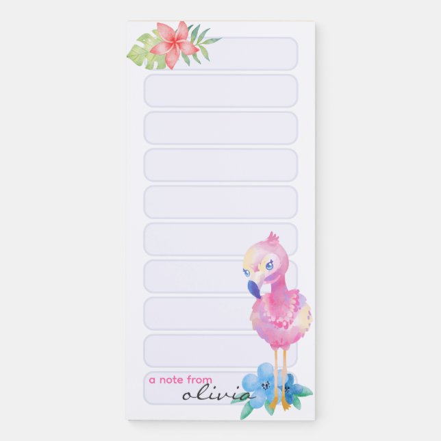 Personalized Magnetic Notepad - Flamingo #1 (Front)