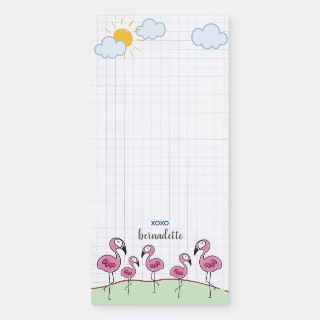 Personalized Magnetic Notepad - Flamingo #2 (Front)