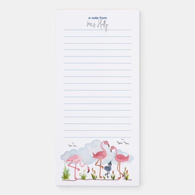 Personalized Magnetic Notepad - Flamingo #4 (Front)
