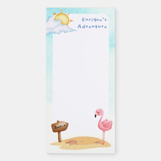 Personalized Magnetic Notepad - Flamingo #5 (Front)