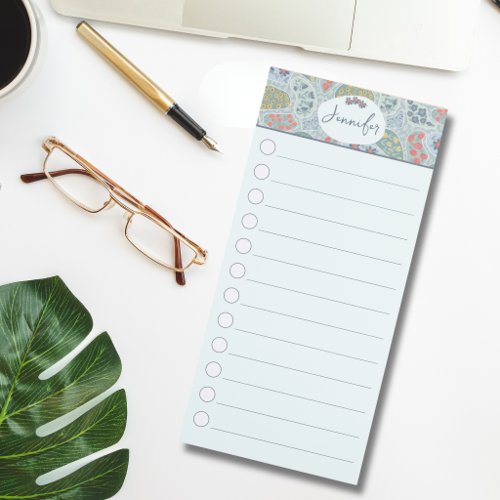 Personalized Magnetic Paisley Checklist Notepad
