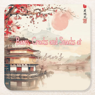 Personalized Mahjong Bams Cracks and Snacks Japan Square Paper Coaster
