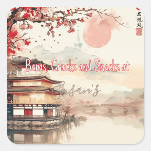 Personalized Mahjong Bams Cracks and Snacks Japan Square Sticker