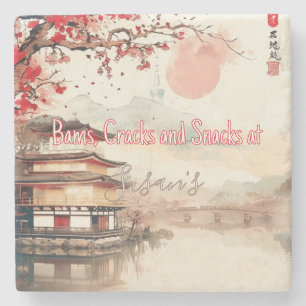 Personalized Mahjong Bams Cracks and Snacks Japan Stone Coaster