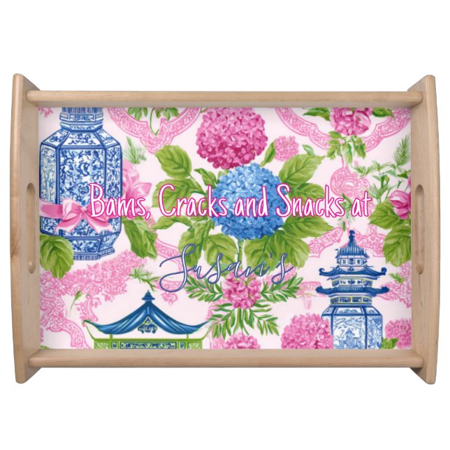 Personalized Mahjong Bams Cracks and Snacks  Serving Tray (Front)