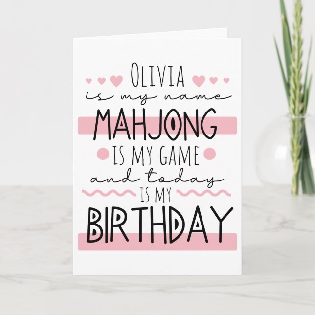 Personalized Mahjong Birthday Thank You Card (Front)
