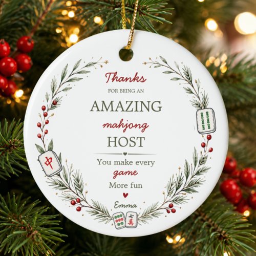 Personalized Mahjong Host Thank You Gift Ceramic Ornament