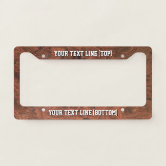 Personalized Mahogany Veneer Style Print on a License Plate Frame